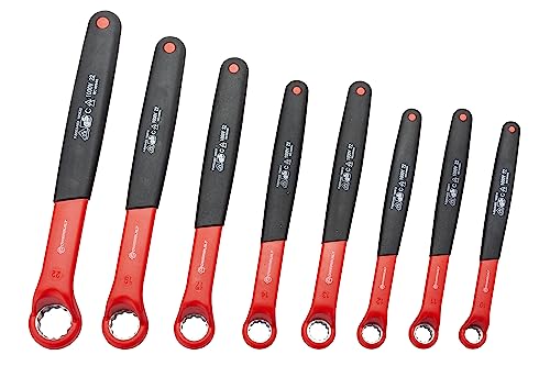 Powerbuilt 8-Piece Box End Insulated VDE Wrench Set, Rated for 1000V, Sizes 10mm-22mm, Electric and Hybrid Vehicles, Home Electrical and Car Repair - 642960