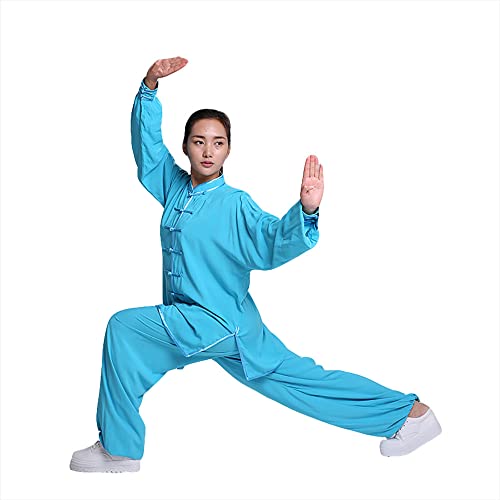 Zooboo Unisex Mens Chinese Traditional Cotton Tai Chi Uniform Kung Fu Clothing (Blue, S) #TOP1