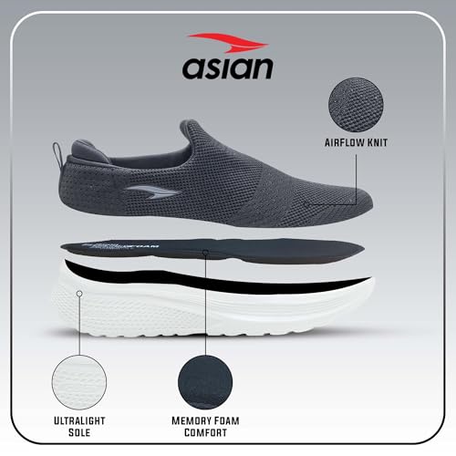 Image of ASIAN Wonderwalk-22 Men's Walking Shoes with Soft Memory Foam Insole, Breathable Knit Upper & Lightweight Bouncy EVA Sole | Ideal for Casual Wear, Jogging, & Travel