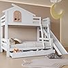 Letto Per Bambini, Letto A Castello Basso Con Scivolo, Struttura Letto A Castello In Legno Massiccio Con Rete A Doghe 90 X 200 Cm 79082707