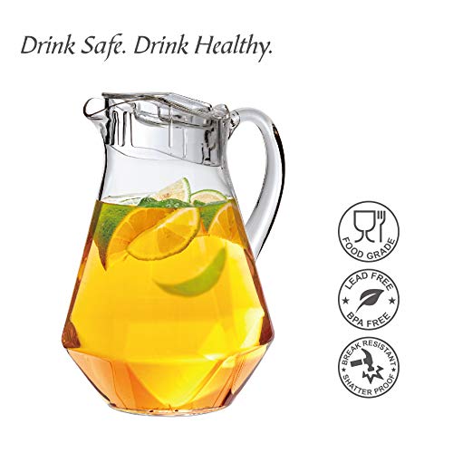 Amazing Abby - Sparkly - Plastic Pitcher (64 oz, 2 Quart), Clear Water Pitcher with Lid, Fridge Jug, BPA-Free, Shatter-Proof, Great for Iced Tea, Sangria, Lemonade, Juice, Milk, and More by Amazing Abby - Image 4