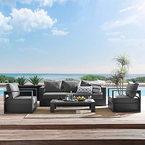 Image of Modway Tahoe Aluminum 4-Piece Outdoor Patio Set in Gray Charcoal