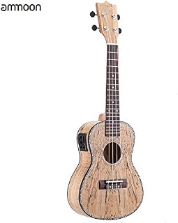 ammoon 24" Deadwood（Rare Material）Ukulele Hawaii Guitar with LED EQ Cowry Shell Brims OX