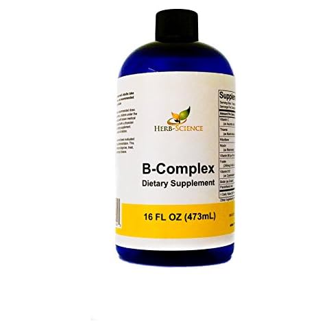 Vitamin B-Complex,Super B Complex Vitamins with Vitamin C Liquid, 16 oz - All B Vitamins Including B1, B2, B3, B5, B6, B7, B9, B12, Folic Acid, Niacin, Biotin, Alcohol-Free - Herb-Science Cover
