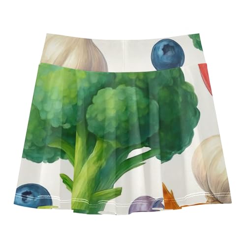Joisal Colorful Fruits Vegetables Toddlers Tennis Skirts Colored Girls Skorts Athletic Shorts Pleated Skort 4t2