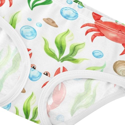 Cute Red Crabs White Girl Panties Cute Girls Underwear Toddlers Cotton Cartoon Briefs Underpants 2t4