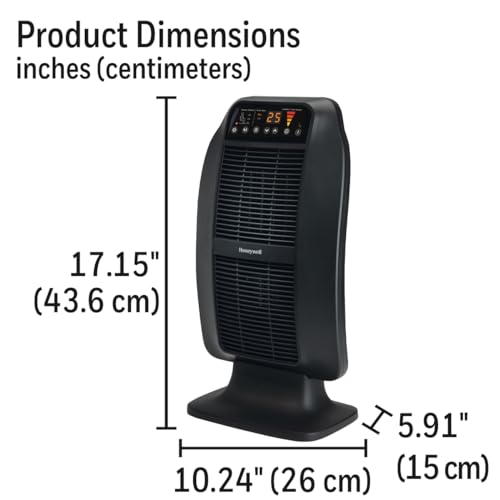 Honeywell HCE845BC HeatGenius™ Ceramic Multizone Space Heater for Bedroom, Indoor Use, Office, Home, Portable Electric Heater, With Tip Over and Overheating Protection, Quite Mode, Sturdy Base, Black by Honeywell - Used condition - CA$54.52