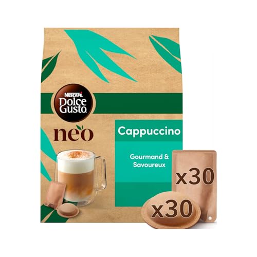 ‎Nescafé Dolce Gusto NEO Cappuccino - 30 Dosettes de café et 30 sachets de lait (5 boîtes de 6 dosettes et 6 sachets) - Compatibles uniquement avec les...