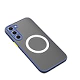FTTFFLL Matte Magnetic for Samsung Galaxy S24 S23 S22 S21 S20 Ultra Plus FE A54 A53 A13 Note 20 10 5G Case Frosted Wireless Charge Cover,Blue,for A54 5G