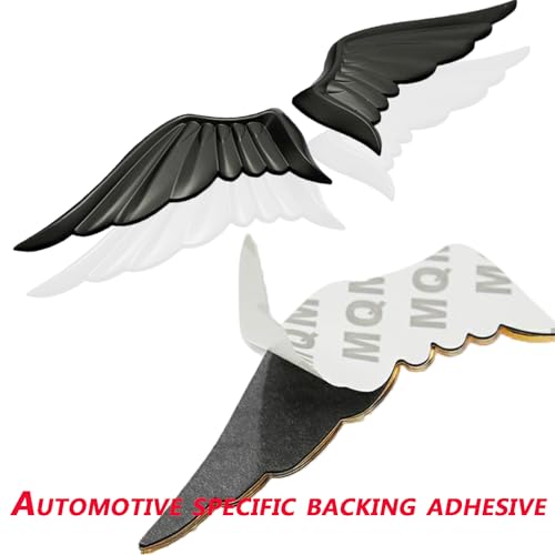 Image of Wings Metal car Emblem car Stickers Metal 3D -Angel Wings-Decorative Stickers Fan car Rear Logo Side Logo (White)