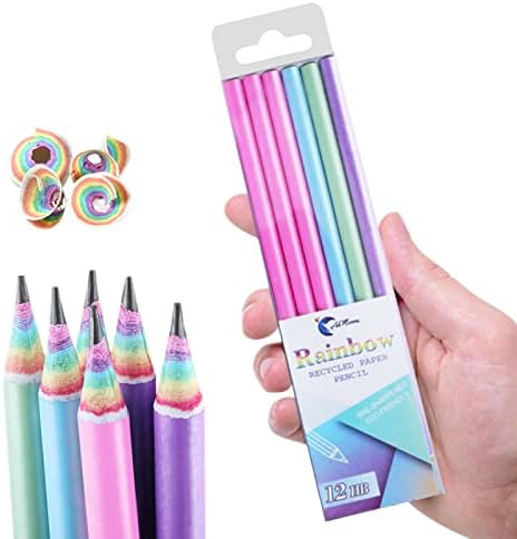 ISOI Rainbow Pencils Drawing Writing Pencil, Recyclable Paper, Pre-Sharpened, for School and Office - Hardness HB - Pack of 12 (BLACK)