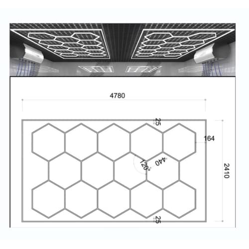 Best Garage Lights - Hexagon Lights: Fancy Led Lights W/Led Hexagon Lights Pattern - Garage Gym, Shop Lighting. Shop Lights For Garage 6500K,60720Lm,552W, Ip54 Ac 100-240V(15.88 Fts X 7.98 Fts) #TOP5