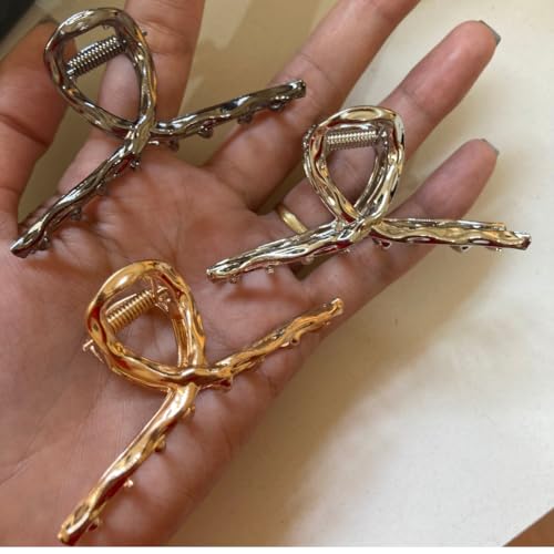 Kit 3 Prendedor Leve de Cabelo Metal Piranha Presilha Dourada Prata Preto Penteado Todos os tipos de