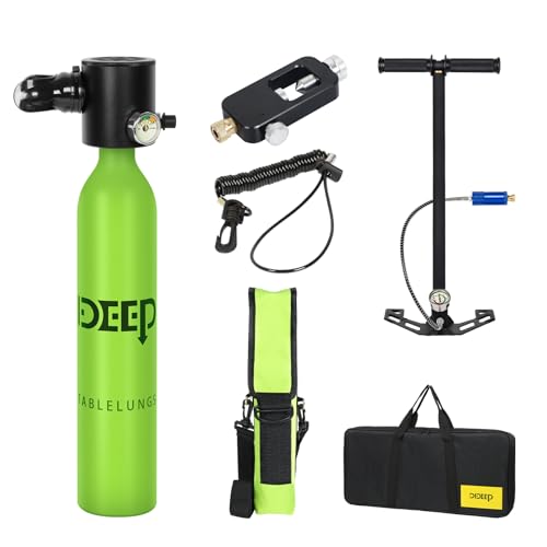 DIDEEP Scuba Tank Diving, 0.5L Capacity Mini Scuba Tank, Dive Portable Lungs for 7-10 Minutes Underwater Breathing, Diving Lung Tank with Pump Suitable for Emergency Rescue Underwater Exploration