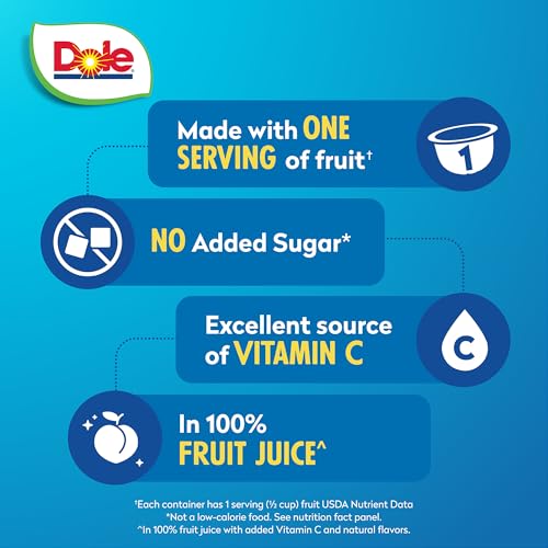 Dole Diced Peaches in 100% Juice - Dole Fruit Bowls Snacks - 4 oz Fruit Bowls - 12 Pack - Thumbnail 3