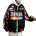 HZCX FASHION Mens Womens Varsity Badges Baseball Jacket Unisex Uniform Sport Coat Motorcycle Button Down Bomber Jackets(Black,Medium)