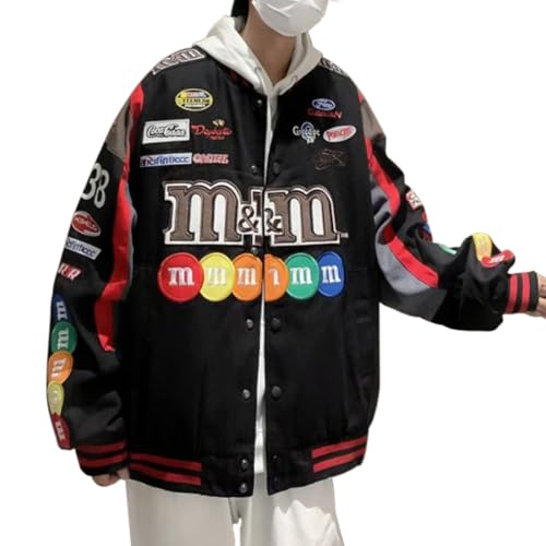HZCX FASHION Mens Womens Varsity Badges Baseball Jacket Unisex Uniform Sport Coat Motorcycle Button Down Bomber Jackets 5