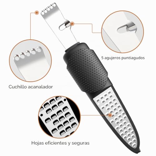 Miniatura 2 de Pisol Zester Rallador, Pelador De Limón Zester, Acero Inoxidable, Rodaja De Limón Para Cócteles De Ginebra, Pelador De Cítricos