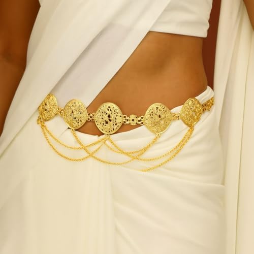 Gold Plated Traditional Multi Layered Adjustable Boho Waist Chain for Women