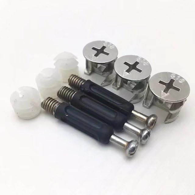 Three-in-One Screw Connector for Furniture, Efficient Fixation Mechanism, Silver