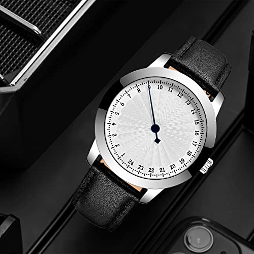 Bofan One Hand 24 Hour Business Watch For Men Swiss Quartz Movement Waterproof Wrist Watch With Soft And Comfortable Genuine Strap(White-Black). #TOP4