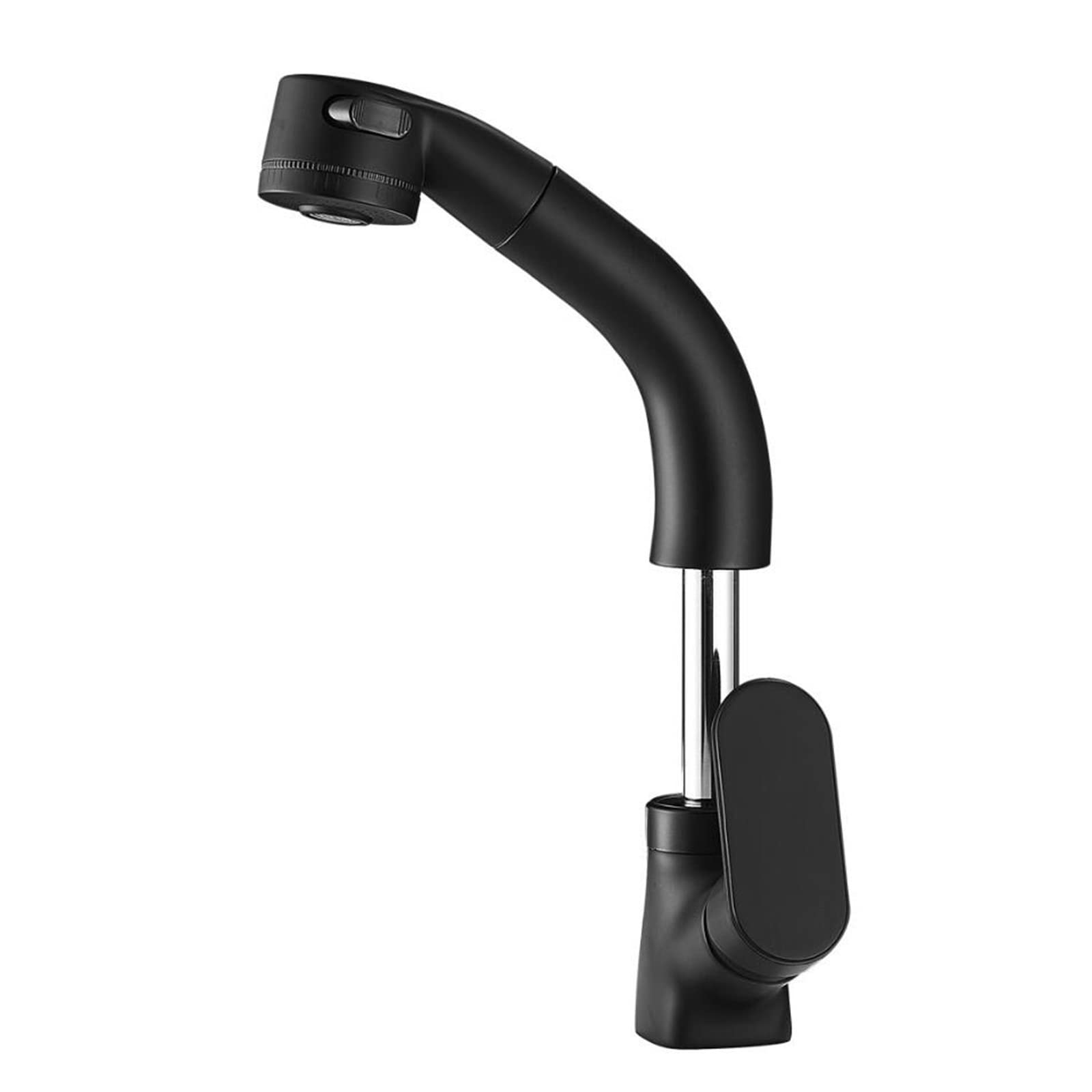 Robinet d'évier de salle de bain noir mitigeur eau chaude froide laiton - 7