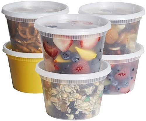 Comfy Package [48 Sets] 16 oz. Plastic Deli Disposable Food Storage Containers With Airtight Lids