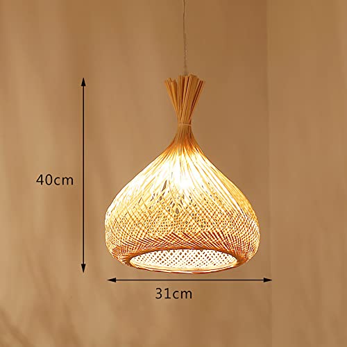 Lustre en bambou et osier suspendu au plafond style rétro - 6