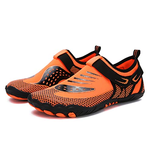 JJZXD Aqua Beach Swim Shoes Zapatos De Agua Zapatos Descalzos Caucho Secado Rápido Peso Ligero Transpirable Flexible Cómodo Navegación Parasailing Kayaking Windsurfing,Naranja,38