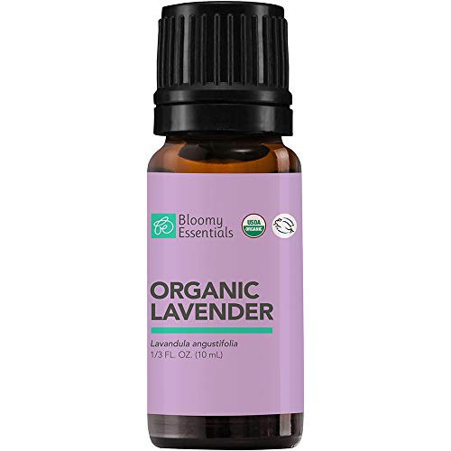 Bloomy Essentials Organic Lavender Essential Oil 10 mL (1/3 oz) - USDA Certified Organic - Aromatherapy for Relaxation, Peaceful Sleep, Stress & Anxiety Relief, Meditation, Massage - 100% Pure