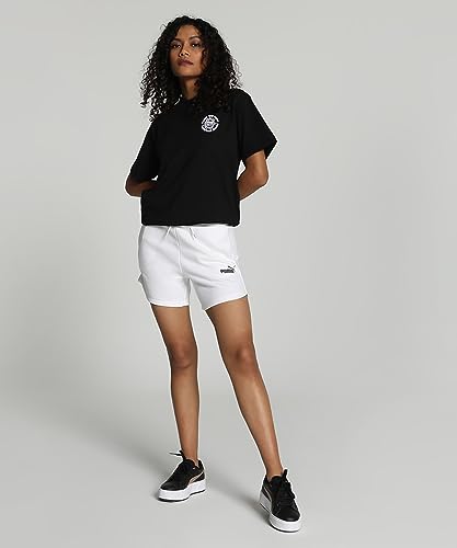 Image of Puma Women's ESS High Waist Shorts | Comfortable Cotton-Blend High Waist Knitted Shorts for Women | Ribbed Waistband | Ideal for Gym, Travel & Everyday Wear