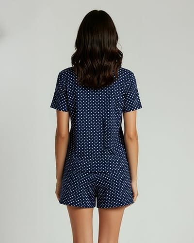Image of Real Essentials 2 Pack: Women's Short Sleeve Pajama Short Set - Comfy Lightweight Soft Lounge Sleepwear (Plus