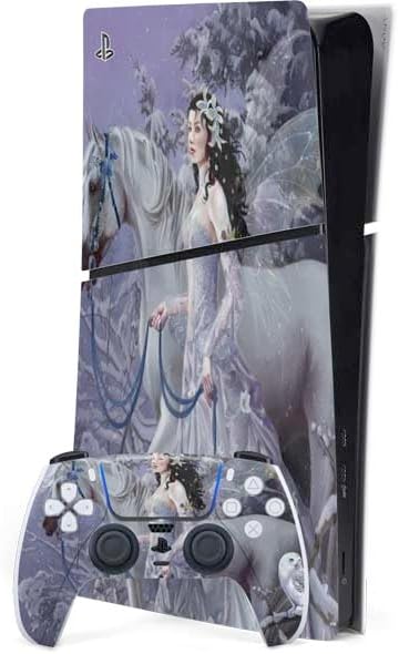 Skinit Decal Gaming Skin Compatible with PS5 Slim Digital Edition Bundle - Officially Licensed Fairy with Horse in Snow by Nene Thomas Design