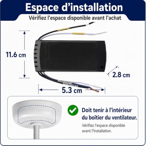 QIACHIP Telecommande Ventilateur Plafond avec lampe kit AC 220V – vue 5