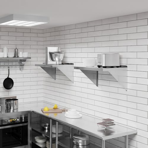 Image of AmGood 18 inch x 24 inch Stainless Steel Wall Shelf | Appliance & Equipment Metal Shelving | Kitchen, Restaurant, Garage, Laundry, Utility Room | Heavy Duty | Squared Edge | NSF Certified