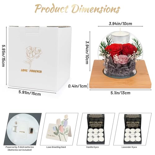 Flor eterna en cristal con velas para decorar sin preocuparse por el riego 7