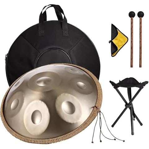 Ręczny instrument perkusyjny, 56 cm, 9 nut 440 Hz, stalowe bębny ręczne dla dorosłych, perkusyjne instrumenty muzyczne z torebkami, pałeczkami perkusyjnymi, stojakiem na bęben, szmatką, do jogi,