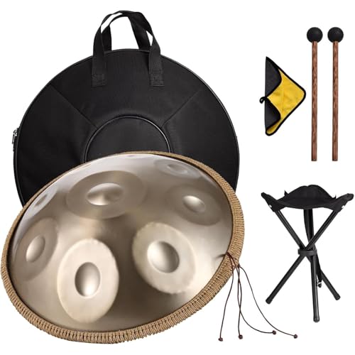 Ręczny instrument perkusyjny, 56 cm, 9 nut 440 Hz, stalowe bębny ręczne dla dorosłych, perkusyjne instrumenty muzyczne z torebkami, pałeczkami perkusyjnymi, stojakiem na bęben, szmatką, do jogi,
