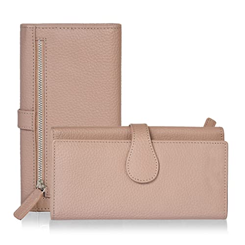 Real Leather Trifold Wallet for Women - RFID Blocking Card Holder Design
