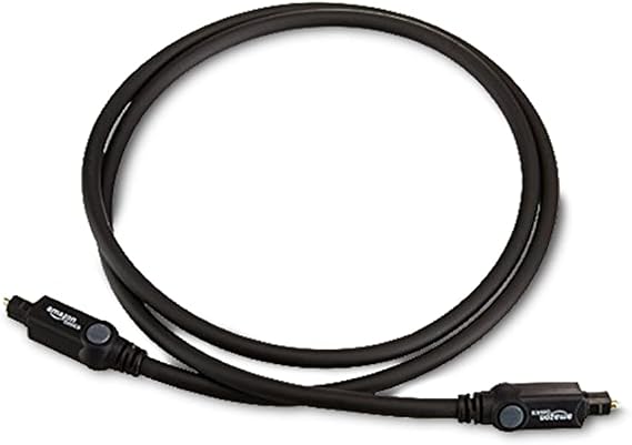 Amazon Basics Toslink Digital Optical Audio Fiber Optic Cable, Multi-Channel, for Sound Bar, Audio System, Home Theatre, Gold-Plated Connectors, 3.3 Feet, Black
