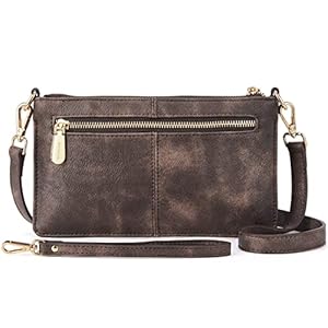 BOSTANTEN Umhängetasche Damen, Handtasche Damen aus PU Leder, Reißverschlusstasche Crossbody Bag Damen, Handytasche Mit Geldbörse Zum Umhängen Braun