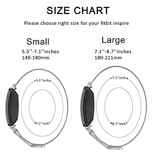 Meliya Pulseiras de metal para Fitbit Inspire 2 e Fitbit Inspire HR & Inspire & Ace 2, pulseiras de