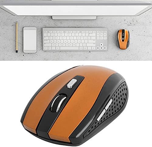 Marvellous Wireless Mouse,Notebook Computer Optical Gaming Accessories 6 Buttons with Adjustable DPI 250Hz with USB Receiver for Laptop Notebook (Orange)