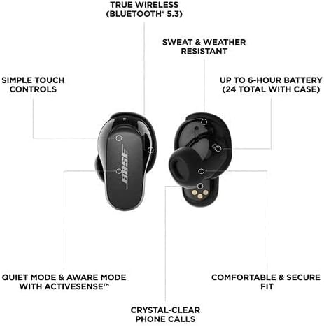 Bose Quietcomfort 883974-0010 Słuchawki Douszne, Czarny, Do 24 h Pracy