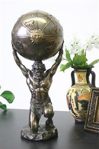 Atlas Holding World Greek Statue And Trinket Box, Bronze Finish #TOP2