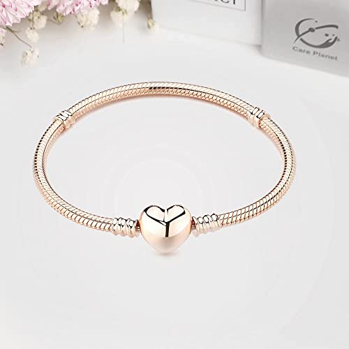 Image of Charm Snake Pattern Bracelet S925 Sterling Silver 18k Gold Plated, Rose Gold Snake Pattern Pandora Bracelet, Gift for Women