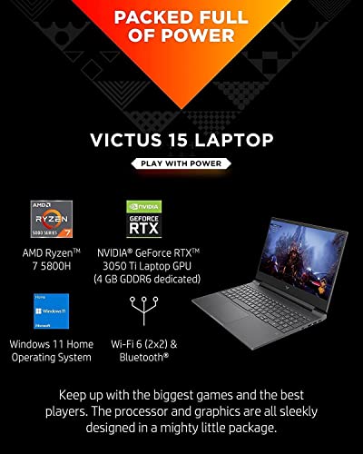 Victus 15T 15.6" Fhd 144Hz (Amd 8-Core Ryzen 7 5800H (Beat I7-12650H), 32Gb Ram, 1Tb Pcie Ssd, Geforce Rtx 3050 Ti 4Gb, Ips) Gaming Laptop, Backlit Kb, Webcam, Type-C, Wi-Fi 6, Windows 11 Home – 2023 #TOP4