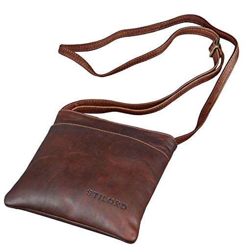 Sac d'épaule sac en cuir pour femmes STILORD Lana sac à bandoulière vintage cognac marron foncé
