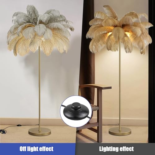 Lámpara de pie de plumas de avestruz suave para suavizar la luz del dormitorio 6
