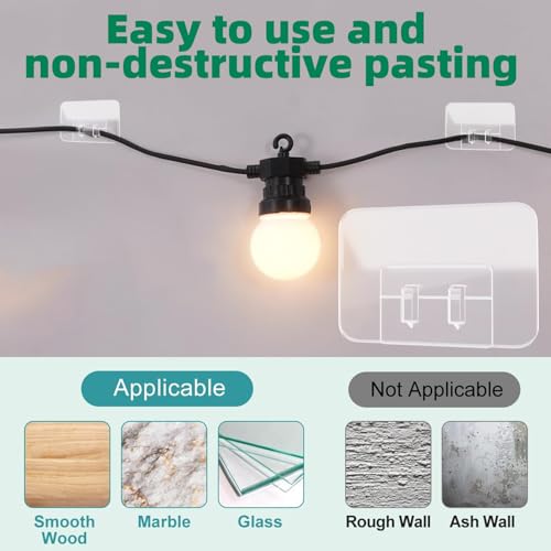 Lekatod 200Pcs Plastic Hooks for Outdoor String Lights Command Cable Clips Hooks Damage-Free Wall Clips for Hanging Light Strings and Cables Ideal for Christmas Decorations and Cable Accents by Lekatod - Used condition - Image 2